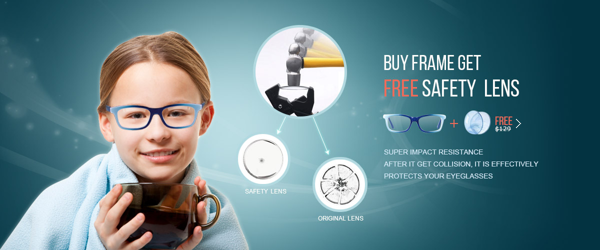 Buy Frame Get Free safety lens at finestglasses.com. 1.59 PC single vision eyeglasses.