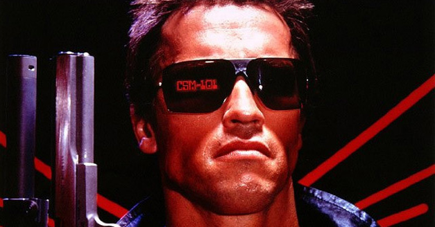 Arnie in The Terminator wearing Sunglasses Arnie in The Terminator wearing Sunglasses
