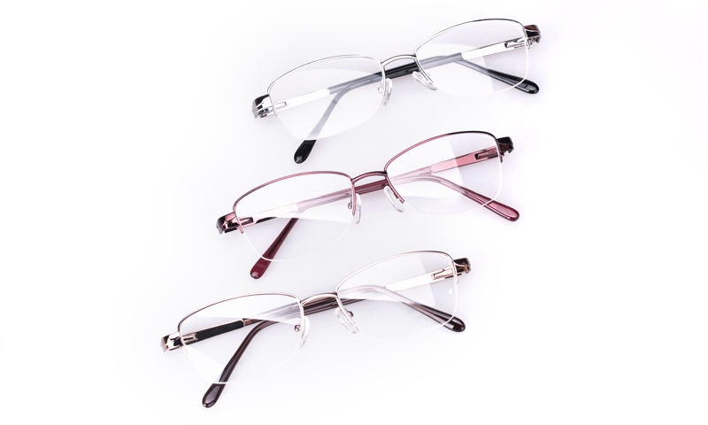 Poesia Stainless Steel Womens Semi Rimless Optical Glasses