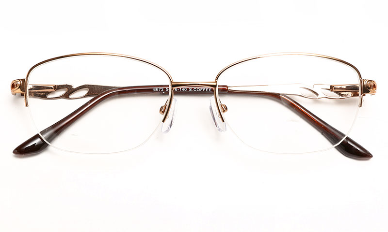 Poesia 6672 Stainless Steel Womens Semi-rimless Optical Glasses(S.Coffee)