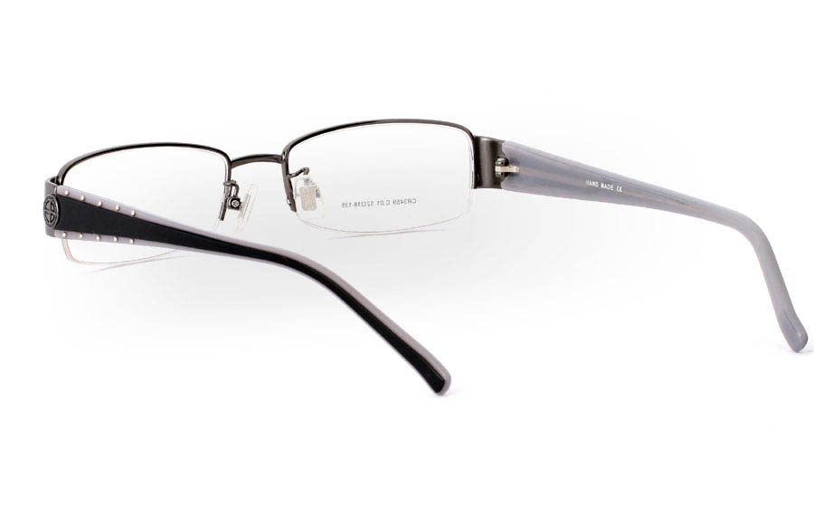 CR3459 Stainless Steel/ZYL Half Rim Womens Optical Glasses