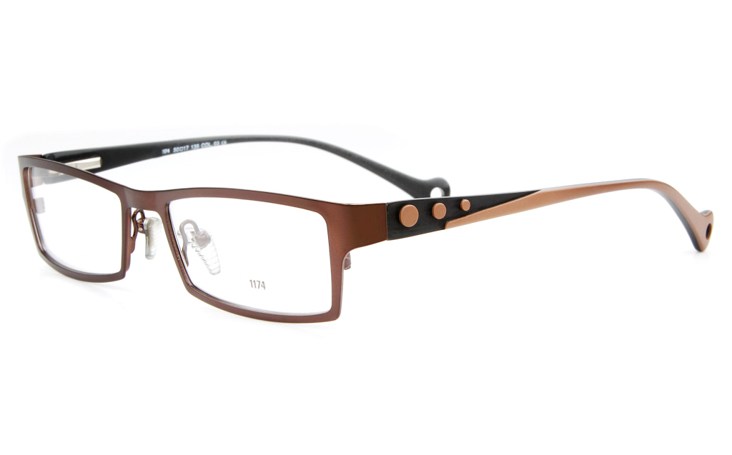 E1174 Stainless Steel/ZYL Mens&Womens Full Rim Square Optical Glasses