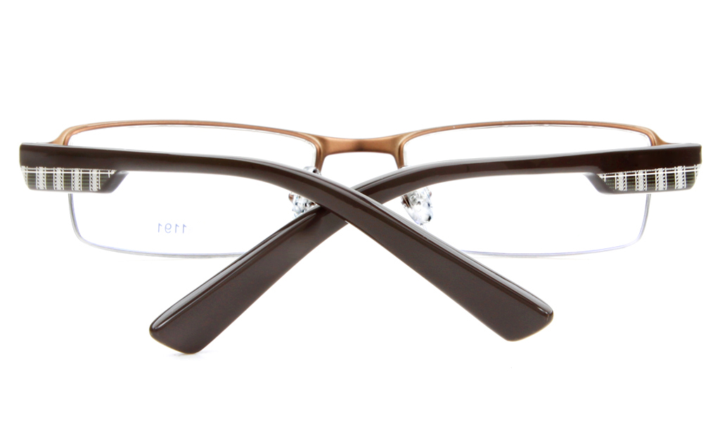 E1191 Stainless Steel/ZYL Mens&Womens Semi-rimless Square Optical Glasses