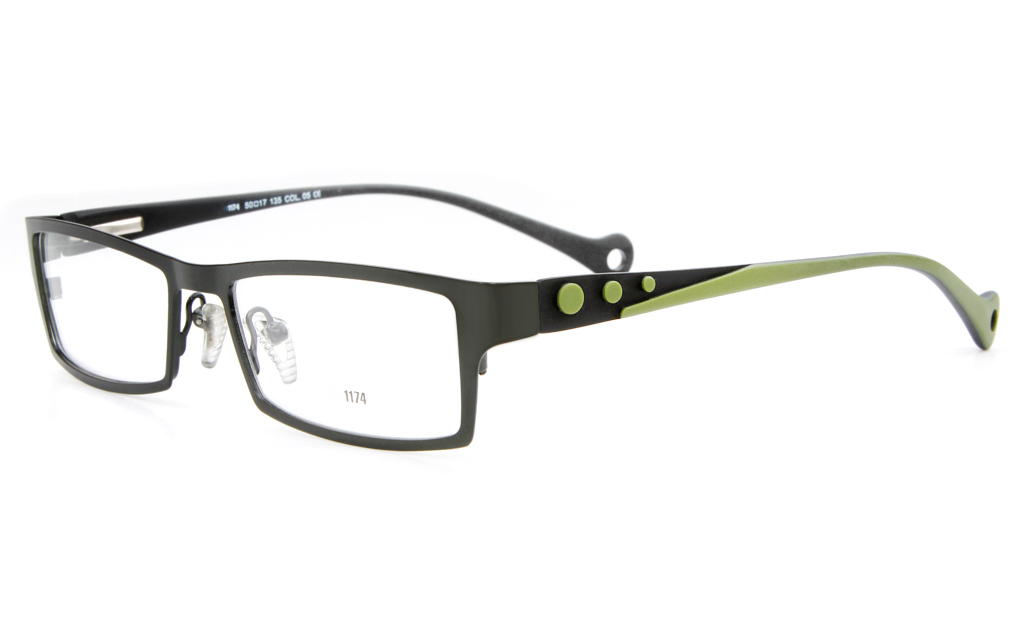 E1174 Stainless Steel/ZYL Mens&Womens Full Rim Square Optical Glasses