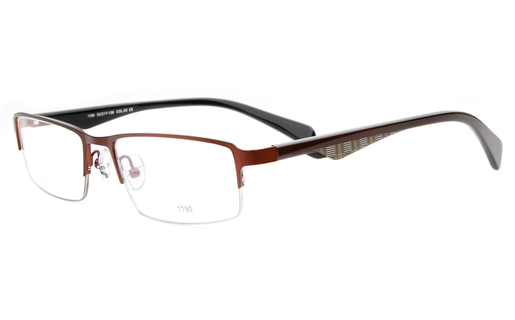 E1190 Stainless Steel/ZYL Mens Semi-rimless Square Optical Glasses