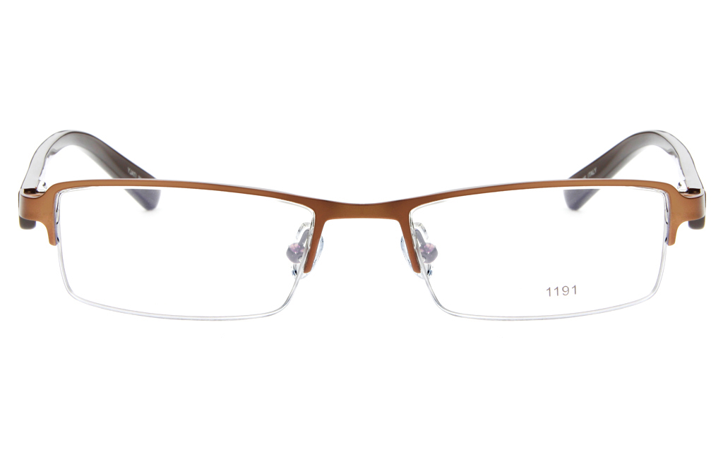 E1191 Stainless Steel/ZYL Mens&Womens Semi-rimless Square Optical Glasses