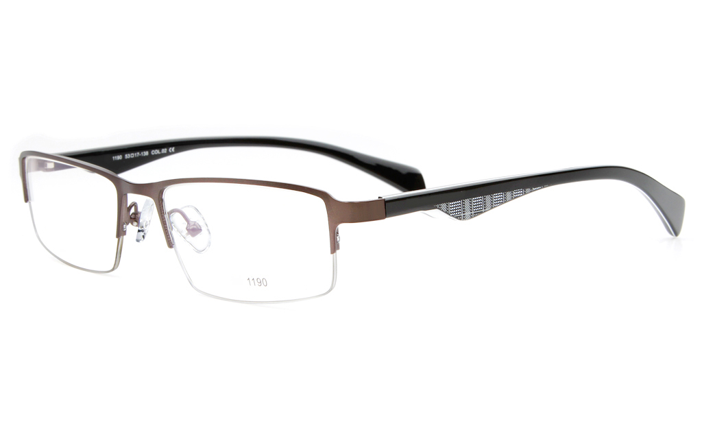 E1190 Stainless Steel/ZYL Mens Semi-rimless Square Optical Glasses