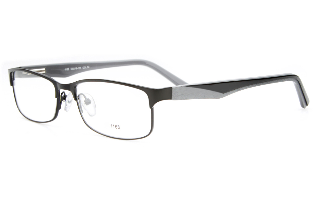 E1168 Stainless Steel/ZYL Mens&Womens Full Rim Square Optical Glasses