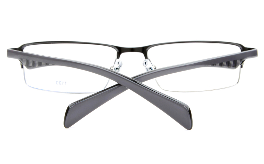 E1190 Stainless Steel/ZYL Mens Semi-rimless Square Optical Glasses
