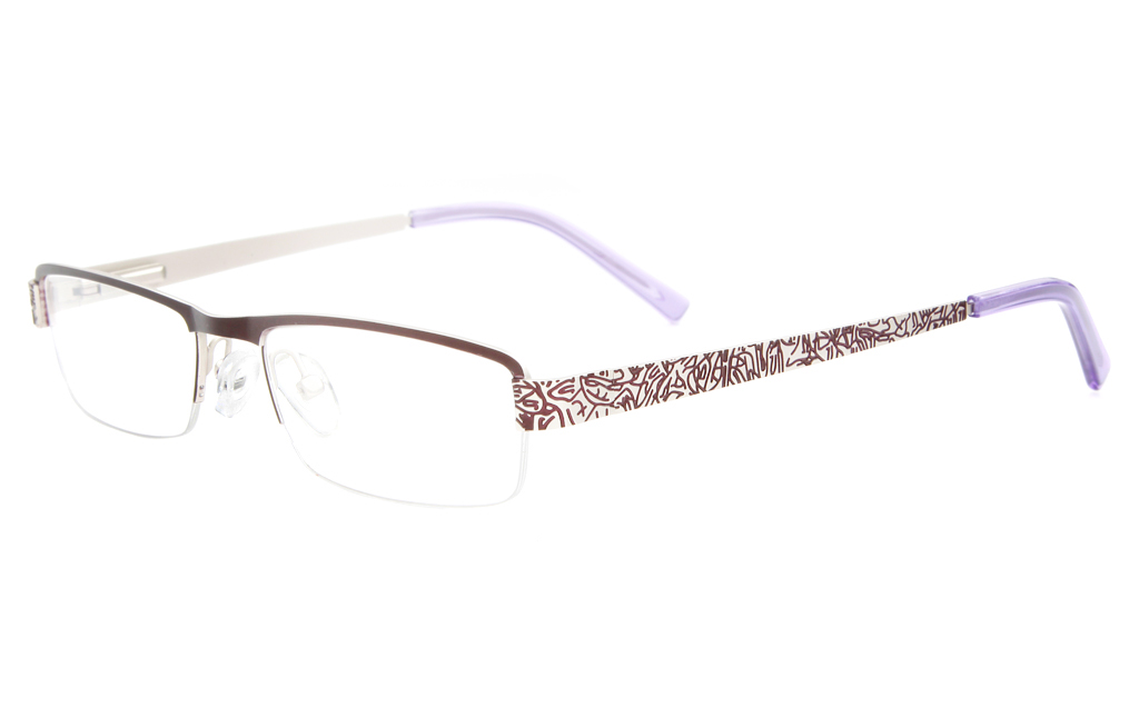 10035 Stainless Steel Womens Semi-rimless Square Optical Glasses