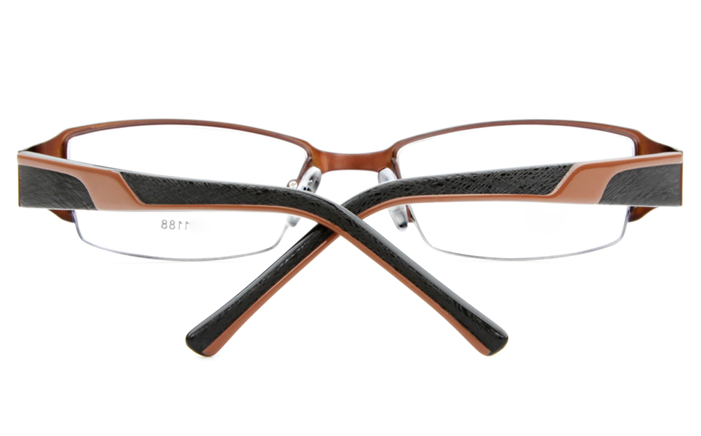 E1188 Stainless Steel/ZYL Mens Semi-rimless Square Optical Glasses