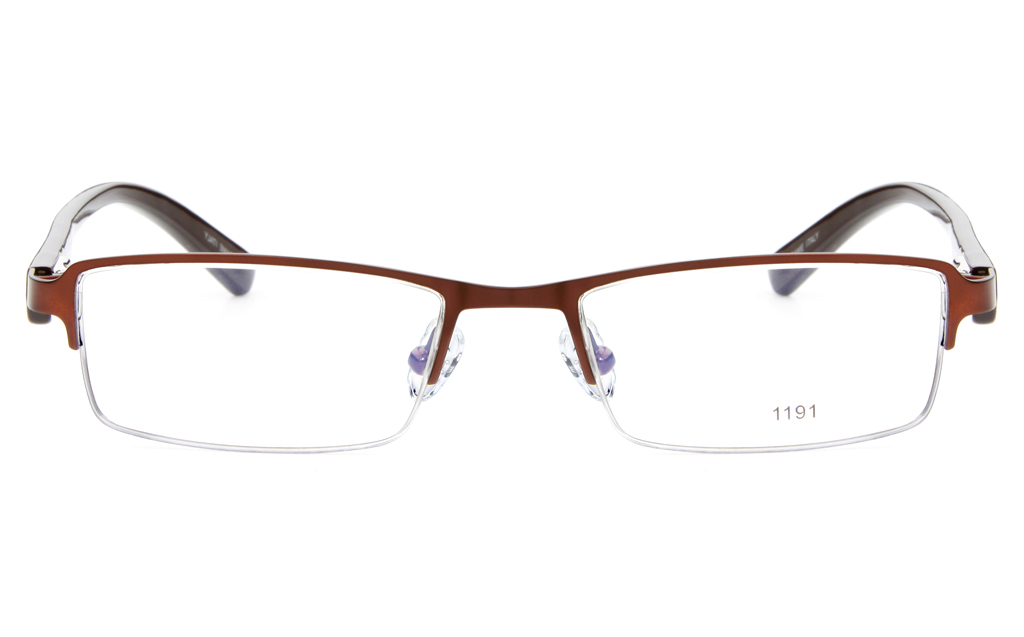 E1191 Stainless Steel/ZYL Mens&Womens Semi-rimless Square Optical Glasses