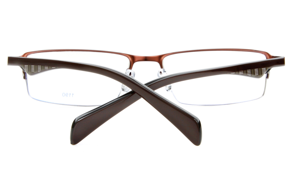 E1190 Stainless Steel/ZYL Mens Semi-rimless Square Optical Glasses