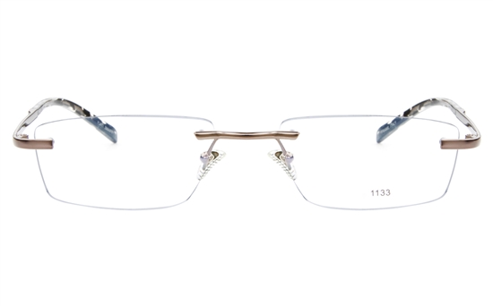E1133 Stainless Steel Mens&Womens Rimless Square Optical Glasses