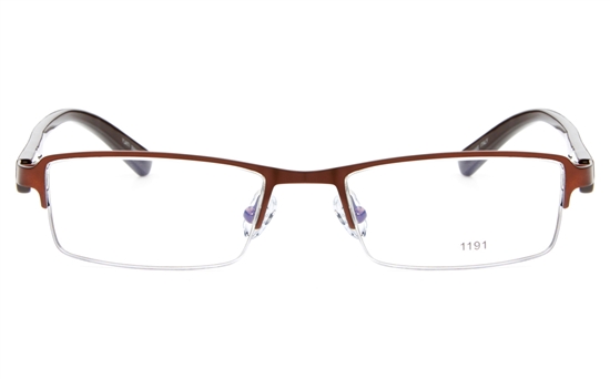 E1191 Stainless Steel/ZYL Mens&Womens Semi-rimless Square Optical Glasses