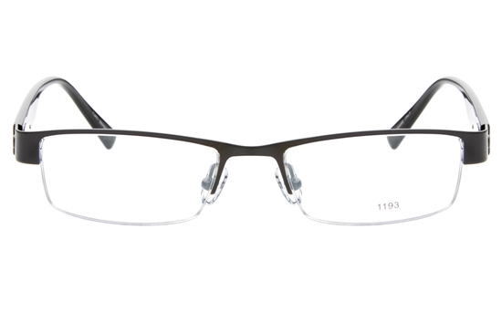 E1193 Stainless Steel/ZYL Mens&Womens Semi-rimless Square Optical Glasses