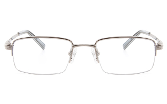 Vista First 2114 Titanium Memory Mens Semi-rimless Square Optical Glasses