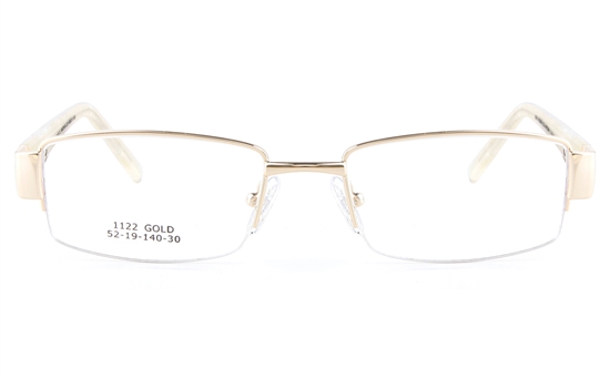 Vista First 1122 Stainless Steel/ZYL  Womens Semi-rimless Optical Glasses - Square Frame