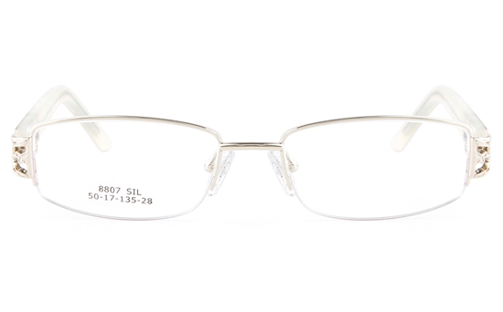 Vista First 8807 Stainless Steel/ZYL  Womens Semi-rimless Optical Glasses - Oval Frame