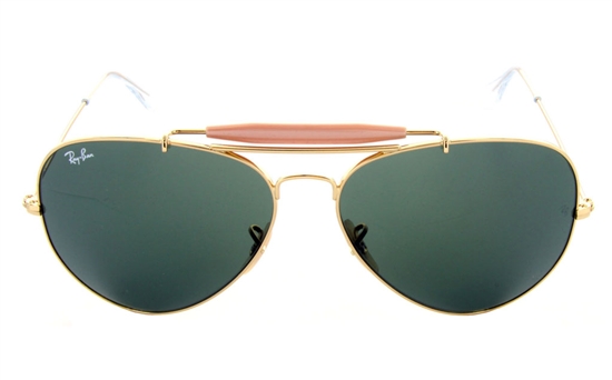 Ray-Ban 0RB3029 OUTDOORSMAN II Metal Mens & Womens Full Rim Male Sunglasses (Gold(L2112)~Green)