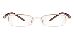 Poesia 1038 Stainless Steel/ZYL Half Rim Mens Optical Glasses for Classic,Party,Sport,Nose Pads 